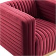 Maklaine Channel Tufted Performance Velvet Accent Armchair in Maroon