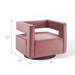 Maklaine Modern Performance Velvet Swivel Armchair in Dusty Rose Pink