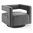 Maklaine Contemporary Performance Velvet Swivel Armchair in Gray