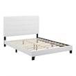 Maklaine King Tufted Button Upholstered Velvet Platform Bed in White
