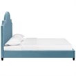 Maklaine Queen Modern Performance Velvet Platform Bed in Sea Blue