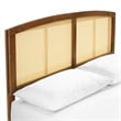 Maklaine Cane Rattan and Wood King Platform Bed with Angular Legs in Walnut