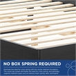 Maklaine Cane Rattan and Wood Full Platform Bed with Angular Legs in Black