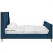 Maklaine Queen Upholstered Polyester Fabric Sleigh Platform Bed in Azure