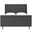 Maklaine Queen Upholstered Polyester Fabric Sleigh Platform Bed in Gray