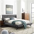Maklaine Queen Biscuit Tufted Performance Velvet Platform Bed in Gray