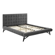 Maklaine Queen Biscuit Tufted Performance Velvet Platform Bed in Gray