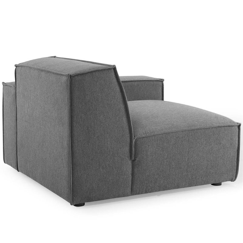 Maklaine Polyester Fabric Left-Arm Sectional Sofa Chair in Charcoal