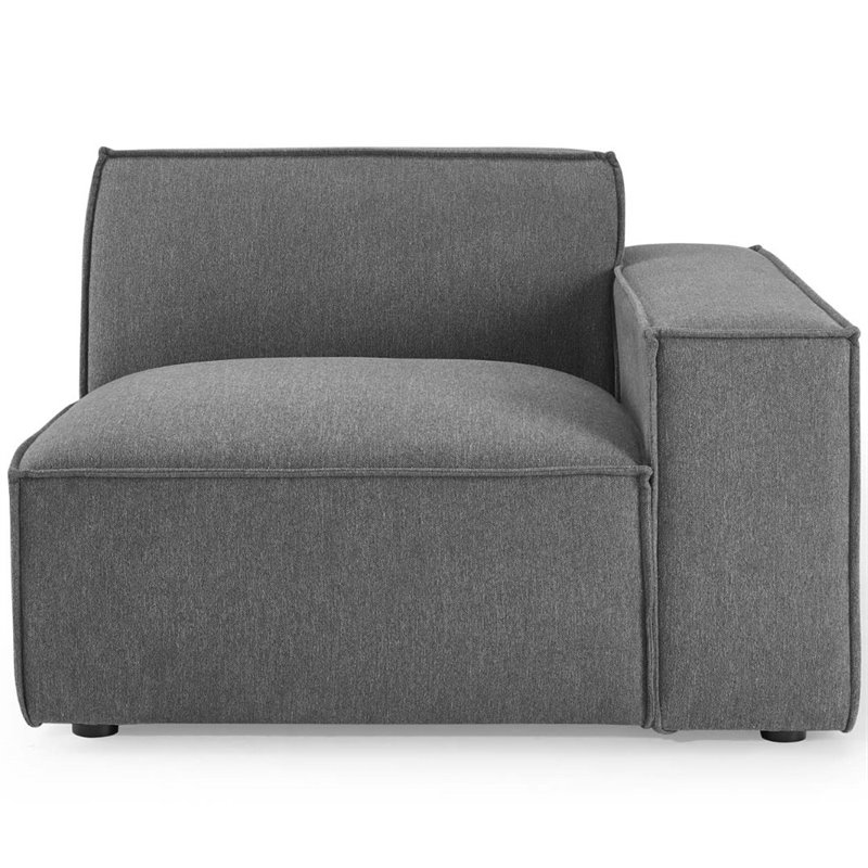 Maklaine Polyester Fabric Left-Arm Sectional Sofa Chair in Charcoal