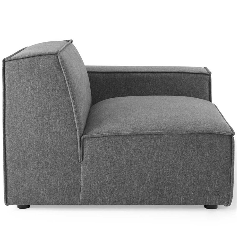 Maklaine Polyester Fabric Left-Arm Sectional Sofa Chair in Charcoal