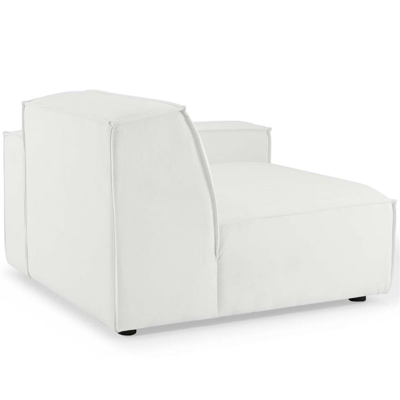 Maklaine Polyester Fabric Left-Arm Sectional Sofa Chair in White