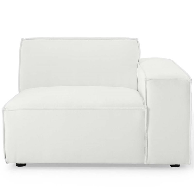 Maklaine Polyester Fabric Left-Arm Sectional Sofa Chair in White