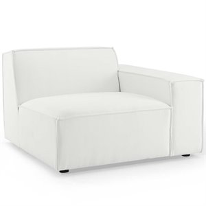 Maklaine Polyester Fabric Left-Arm Sectional Sofa Chair in White
