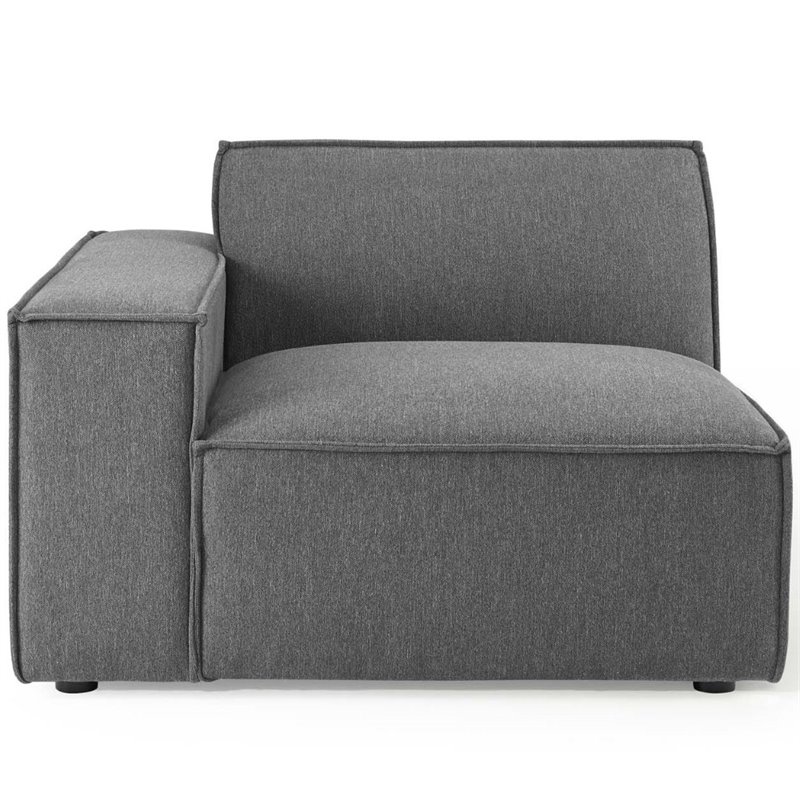 Maklaine Polyester Fabric Right-Arm Sectional Sofa Chair in Charcoal