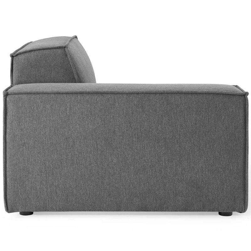 Maklaine Polyester Fabric Right-Arm Sectional Sofa Chair in Charcoal