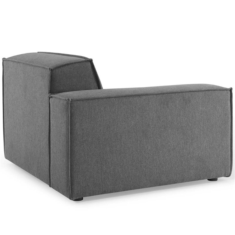 Maklaine Polyester Fabric Right-Arm Sectional Sofa Chair in Charcoal