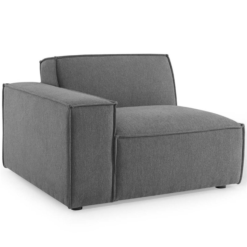 Maklaine Polyester Fabric Right-Arm Sectional Sofa Chair in Charcoal