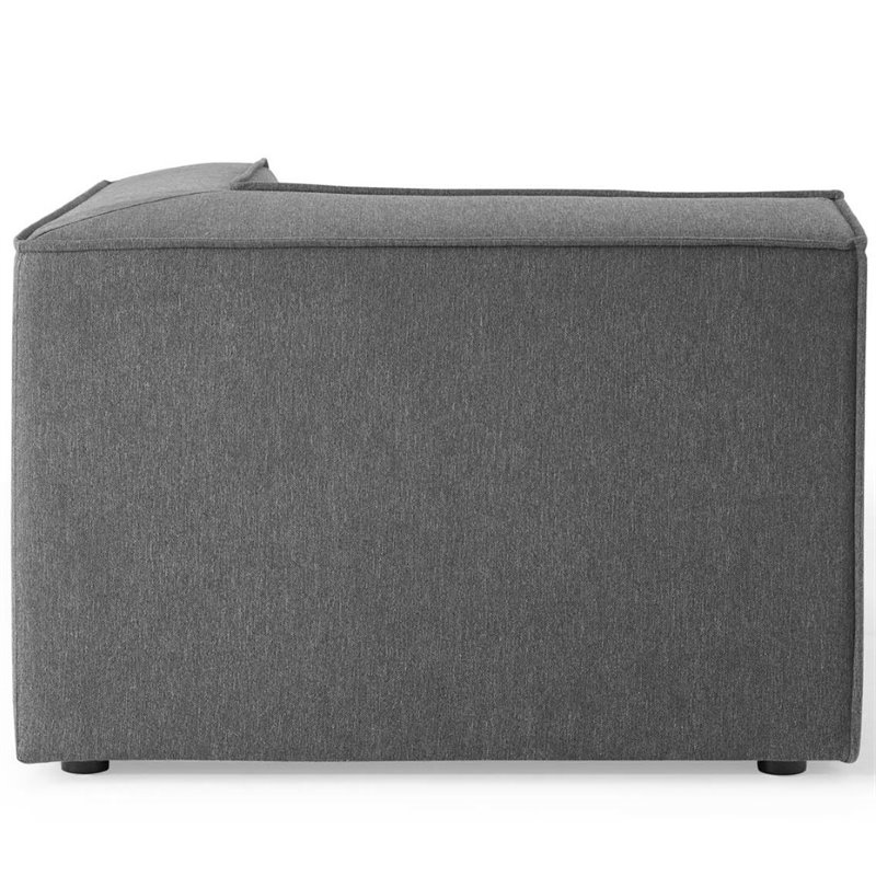 Maklaine Polyester Fabric Sectional Sofa Corner Chair in Charcoal