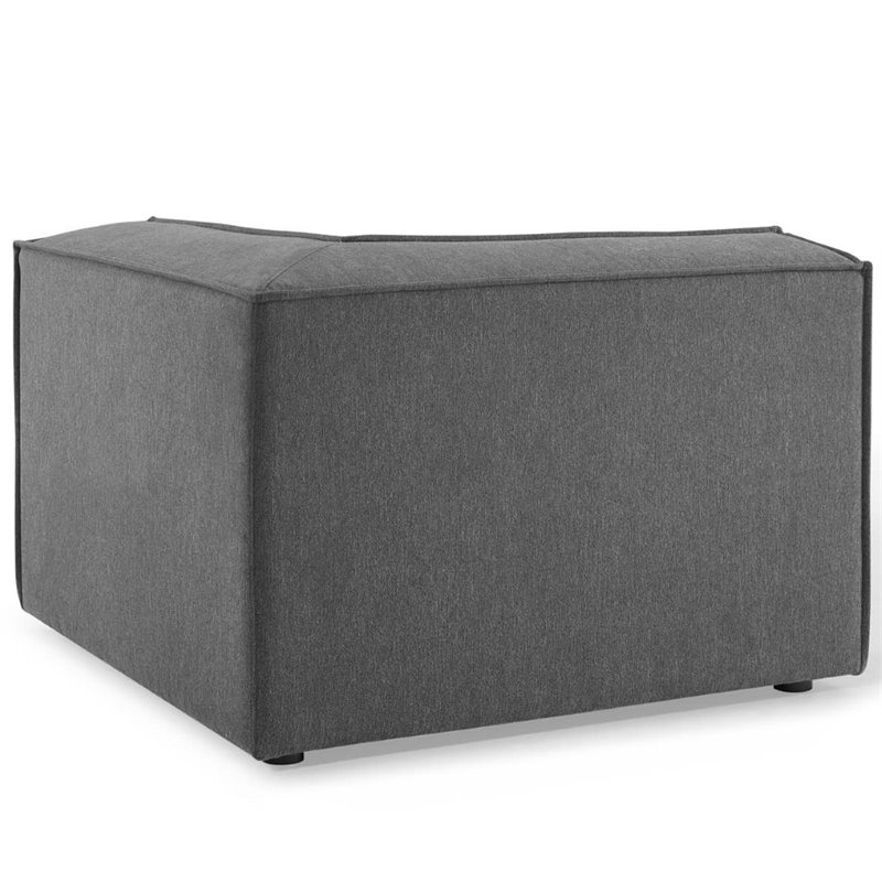 Maklaine Polyester Fabric Sectional Sofa Corner Chair in Charcoal