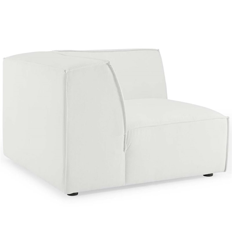 Maklaine Polyester Fabric Sectional Sofa Corner Chair in White