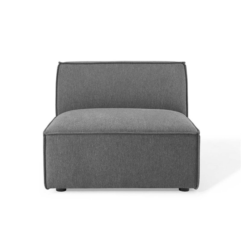 Maklaine Polyester Fabric Sectional Sofa Armless Chair in Charcoal