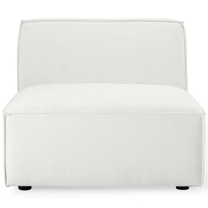 Maklaine Polyester Fabric Sectional Sofa Armless Chair in White