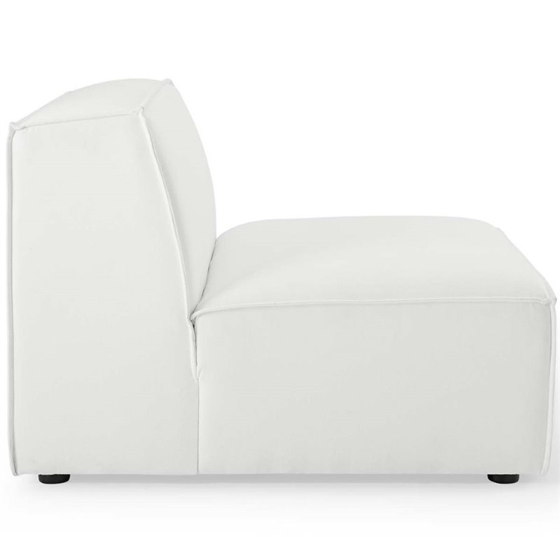 Maklaine Polyester Fabric Sectional Sofa Armless Chair in White