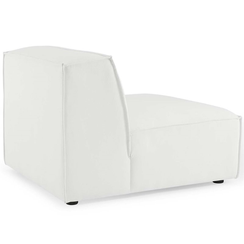 Maklaine Polyester Fabric Sectional Sofa Armless Chair in White