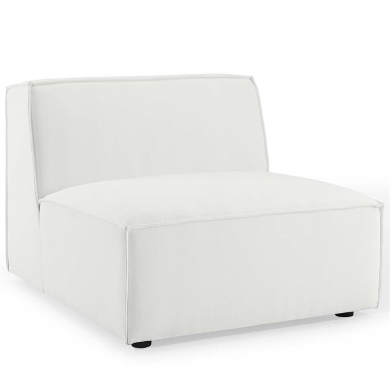 Maklaine Polyester Fabric Sectional Sofa Armless Chair in White