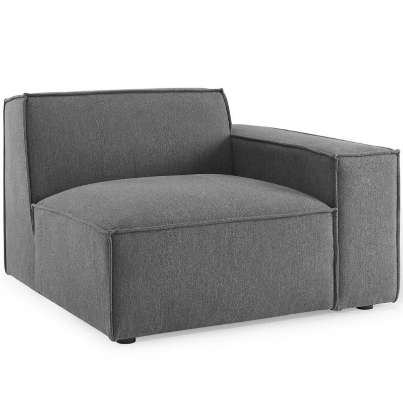 Maklaine 2-Piece Modern Fabric Upholstered Sectional Sofa in Charcoal
