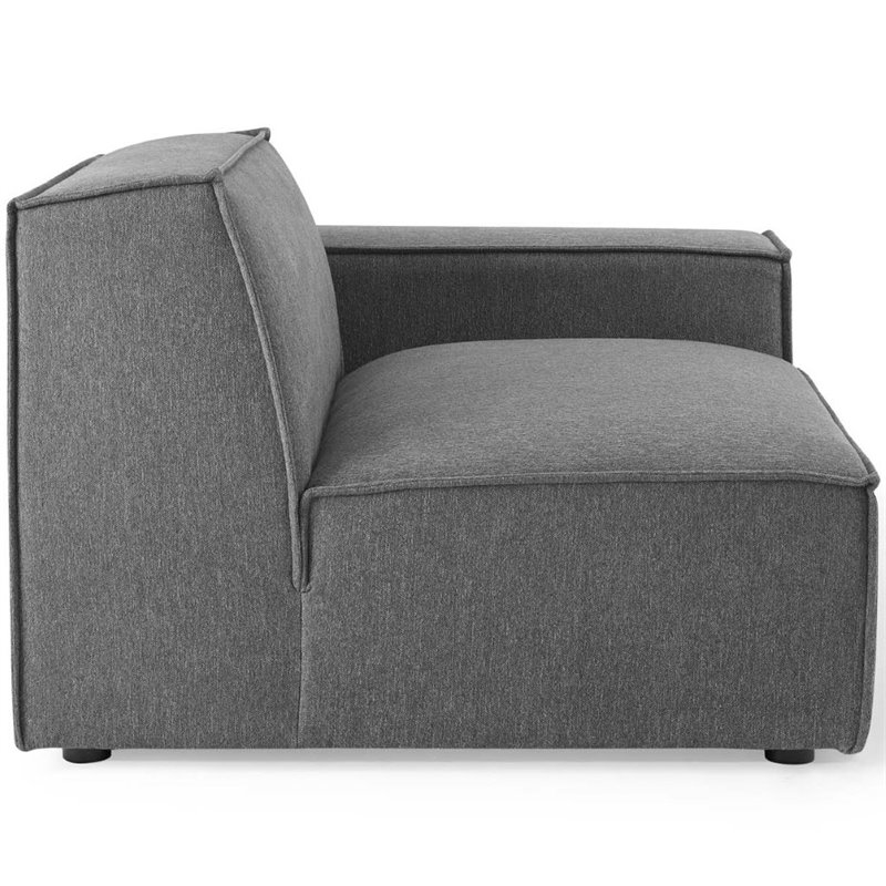 Maklaine 2-Piece Modern Fabric Upholstered Sectional Sofa in Charcoal