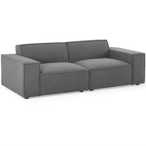 Maklaine 2-Piece Modern Fabric Upholstered Sectional Sofa in Charcoal