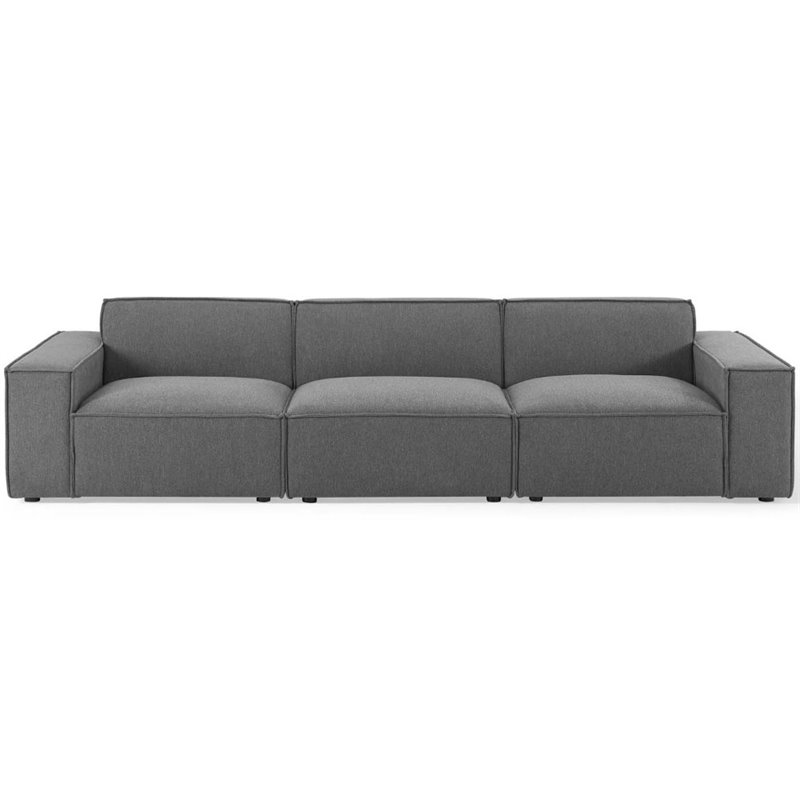 Maklaine 3-Piece Modern Fabric Upholstered Sectional Sofa in Charcoal