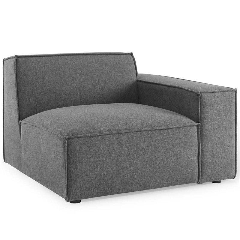 Maklaine 3-Piece Modern Fabric Upholstered Sectional Sofa in Charcoal