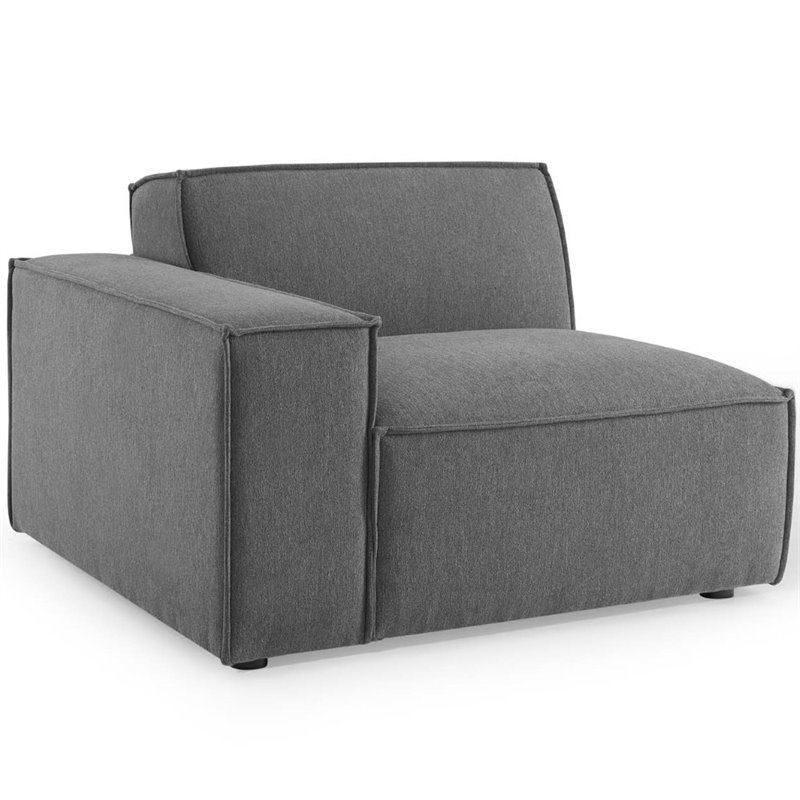 Maklaine 3-Piece Modern Fabric Upholstered Sectional Sofa in Charcoal