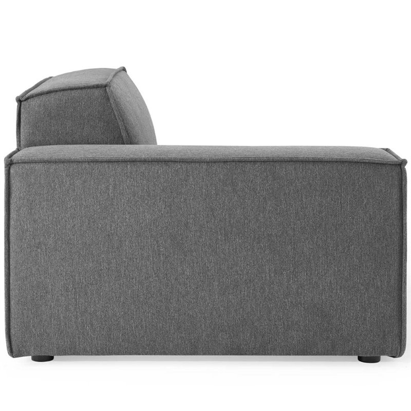 Maklaine 3-Piece Modern Fabric Upholstered Sectional Sofa in Charcoal