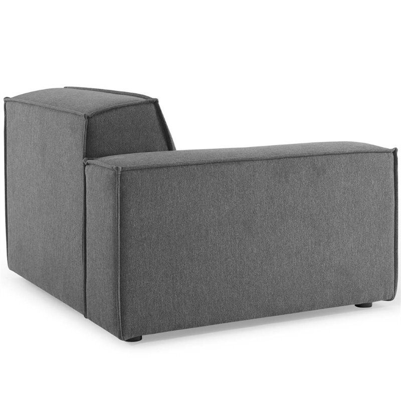 Maklaine 3-Piece Modern Fabric Upholstered Sectional Sofa in Charcoal