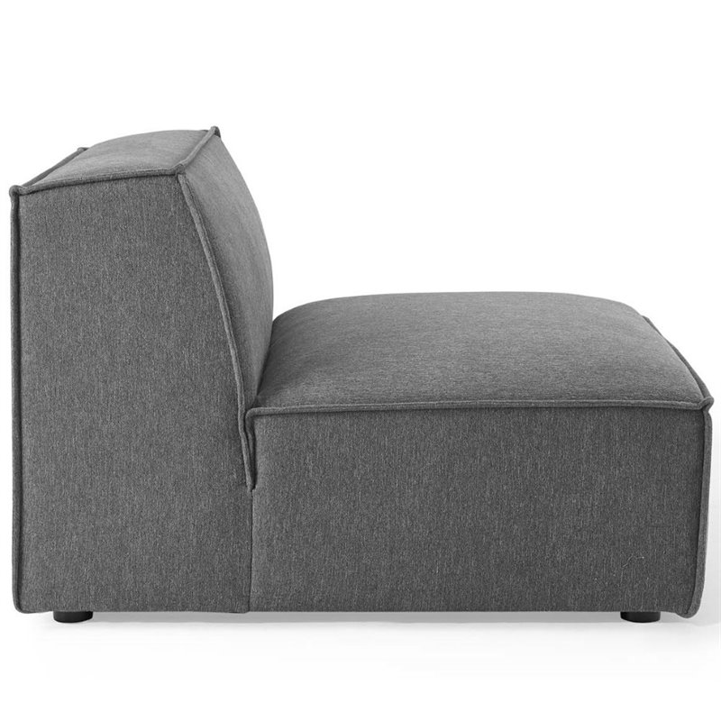 Maklaine 3-Piece Modern Fabric Upholstered Sectional Sofa in Charcoal