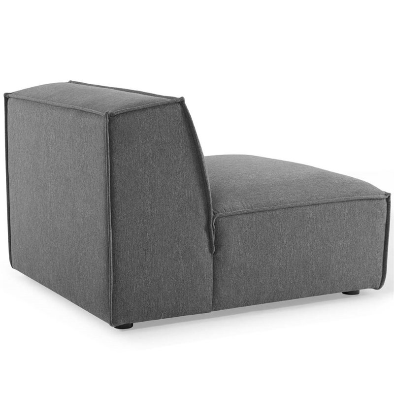 Maklaine 3-Piece Modern Fabric Upholstered Sectional Sofa in Charcoal