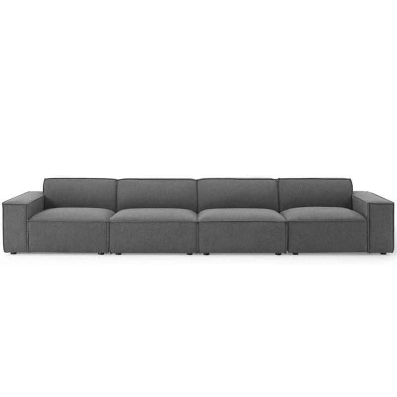 Maklaine 4-Piece Modern Fabric Upholstered Sectional Sofa in Charcoal