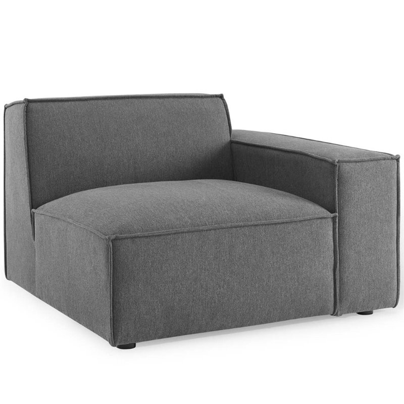 Maklaine 4-Piece Modern Fabric Upholstered Sectional Sofa in Charcoal