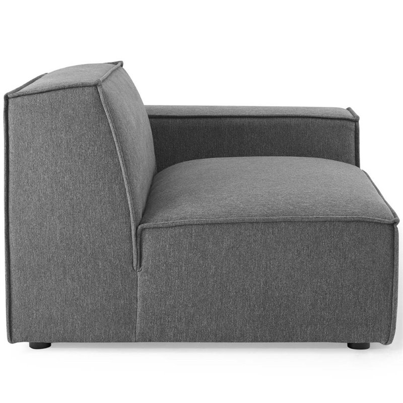 Maklaine 4-Piece Modern Fabric Upholstered Sectional Sofa in Charcoal