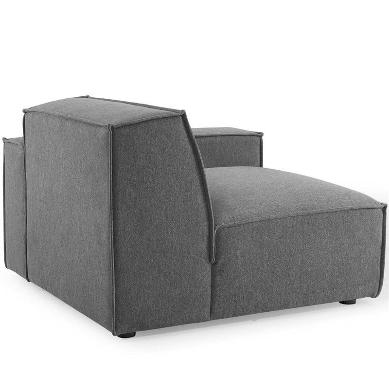 Maklaine 4-Piece Modern Fabric Upholstered Sectional Sofa in Charcoal