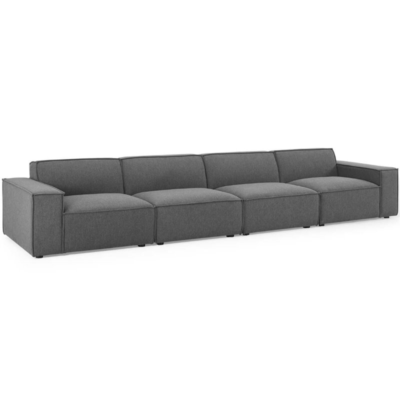 Maklaine 4-Piece Modern Fabric Upholstered Sectional Sofa in Charcoal