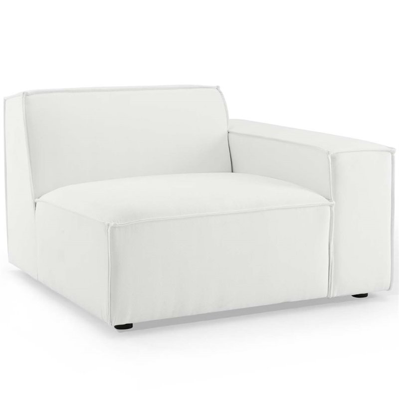 Maklaine 4-Piece Modern Fabric Upholstered Sectional Sofa in White