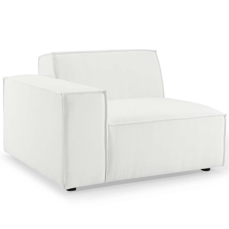 Maklaine 4-Piece Modern Fabric Upholstered Sectional Sofa in White