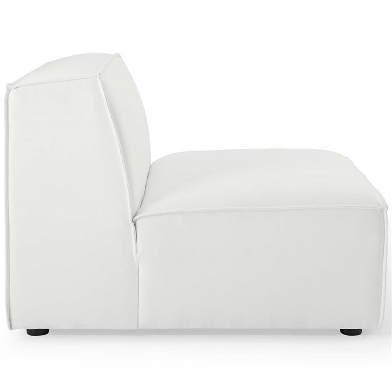 Maklaine 4-Piece Modern Fabric Upholstered Sectional Sofa in White