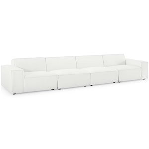 Maklaine 4-Piece Modern Fabric Upholstered Sectional Sofa in White
