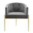 Maklaine Tufted Performance Velvet Stainless Steel Accent Chair in Gray