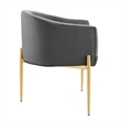 Maklaine Tufted Performance Velvet Stainless Steel Accent Chair in Gray